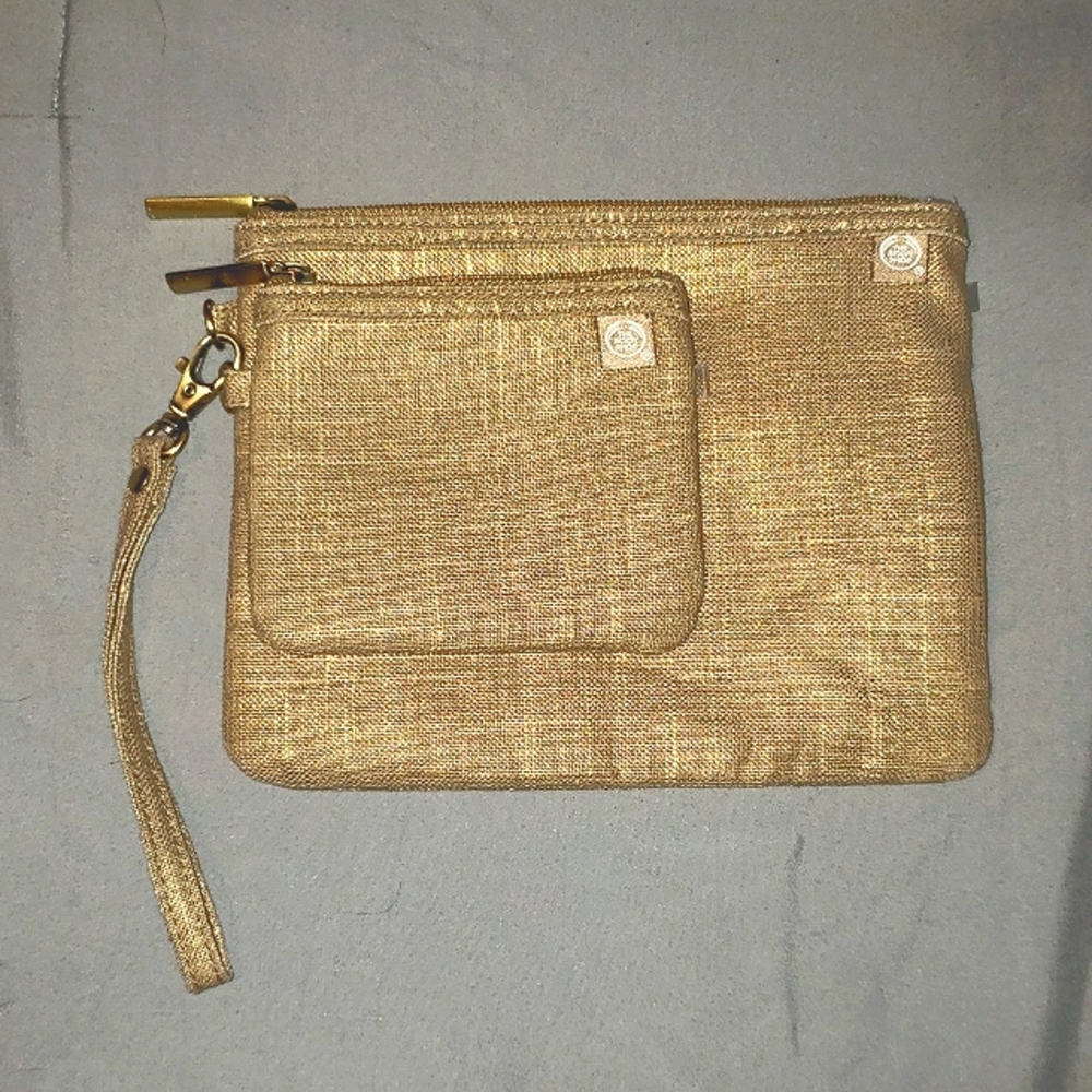 The Body Shop Gold Canvas Cosmetic Bag Set. New w/o Tags
